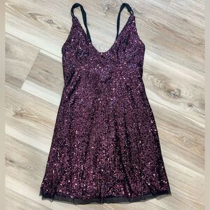 FREE PEOPLE INTIMATELY Gold Rush Mini Dress Plum Combo Size Small